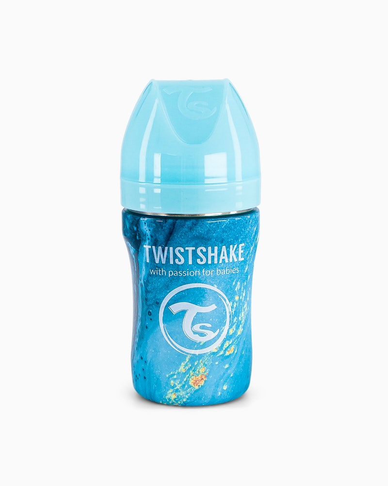 Biberon Anticolico Acero 260ml Marmol Azul Twistshake